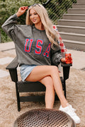 "USA" Mineral Wash Sweatshirt (Charcoal)