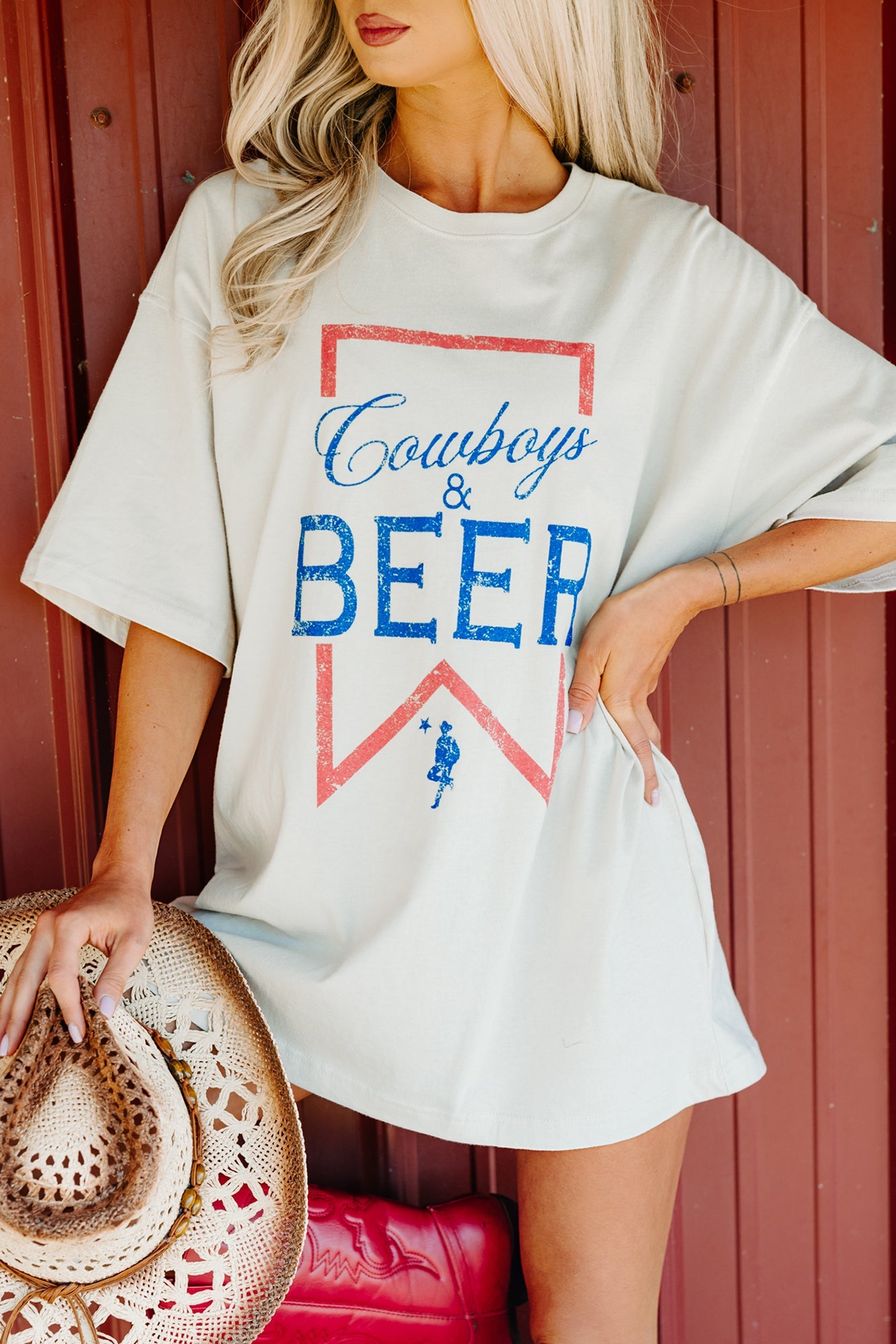 "Cowboy's & Beer" Graphic Tee (Bone)