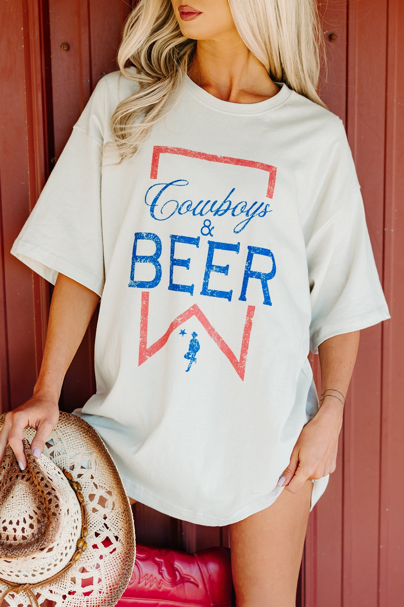 "Cowboy's & Beer" Graphic Tee (Bone)