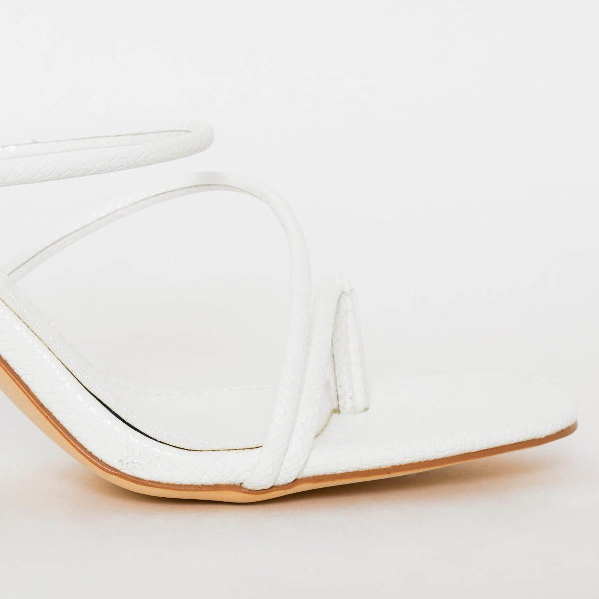 Jada Wide Fit White Snake Print Strappy Midi Heel Mules