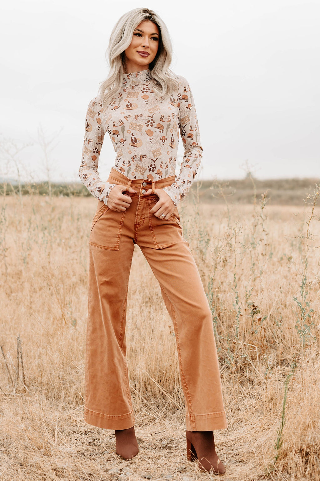 "Howdy Witch" NM Original Mesh Mock Neck Bodysuit (Howdy Witch)