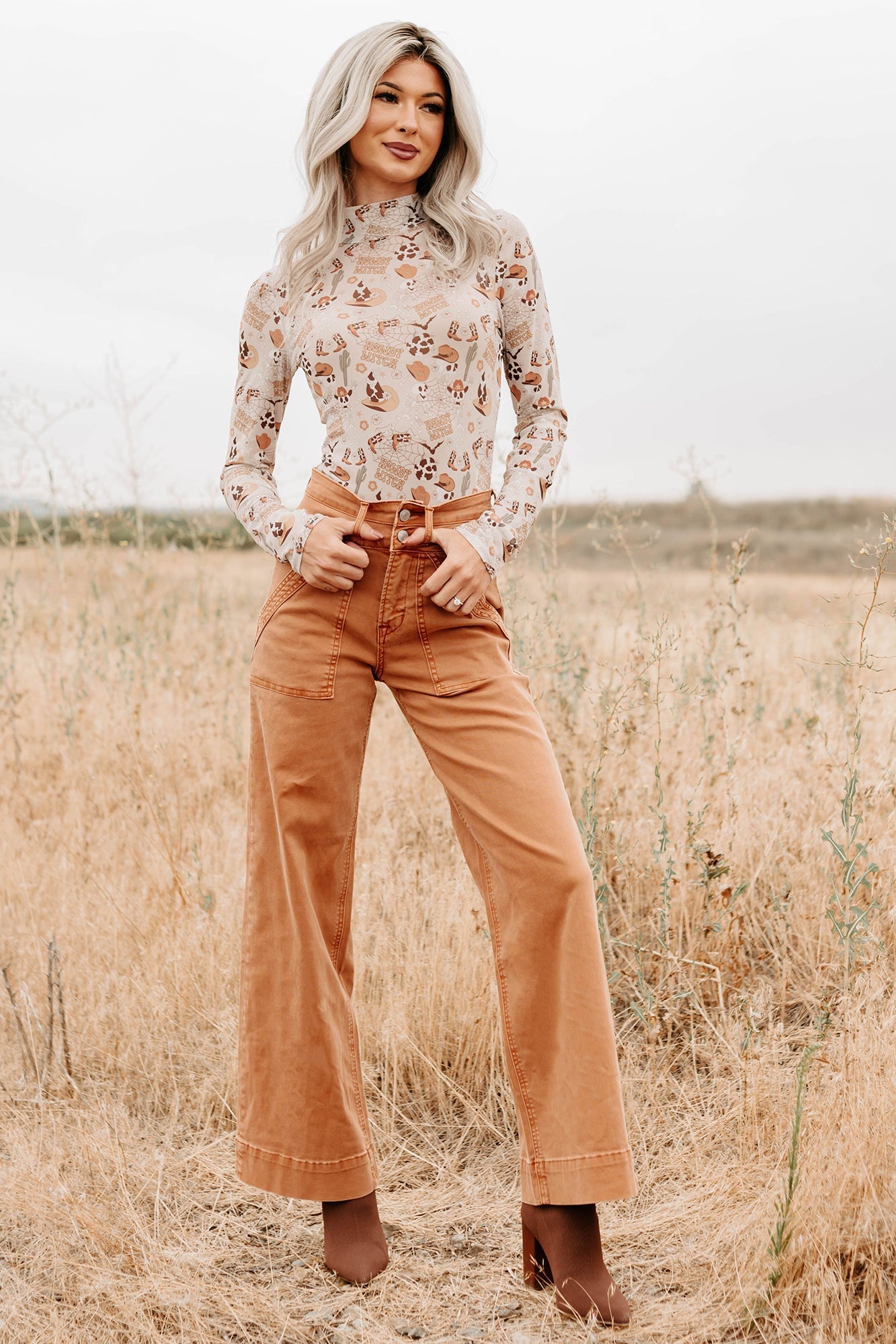 "Howdy Witch" NM Original Mesh Mock Neck Bodysuit (Howdy Witch)