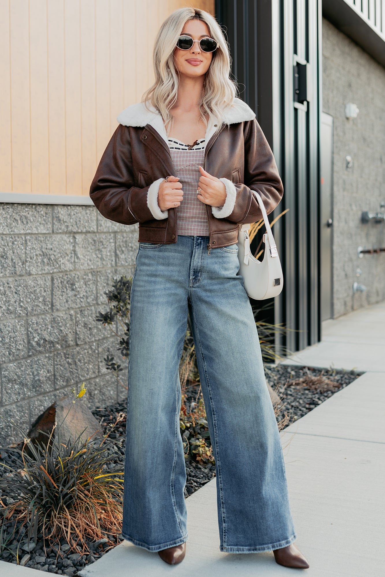 After Dark Faux Suede Fur Lined Jacket (Brown)