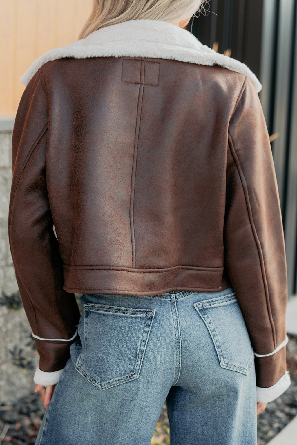 After Dark Faux Suede Fur Lined Jacket (Brown)