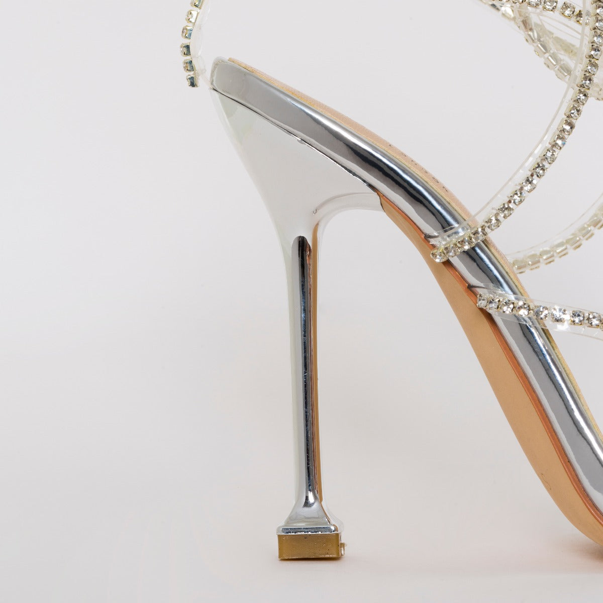Chantel Silver Clear Diamante Strappy Heels