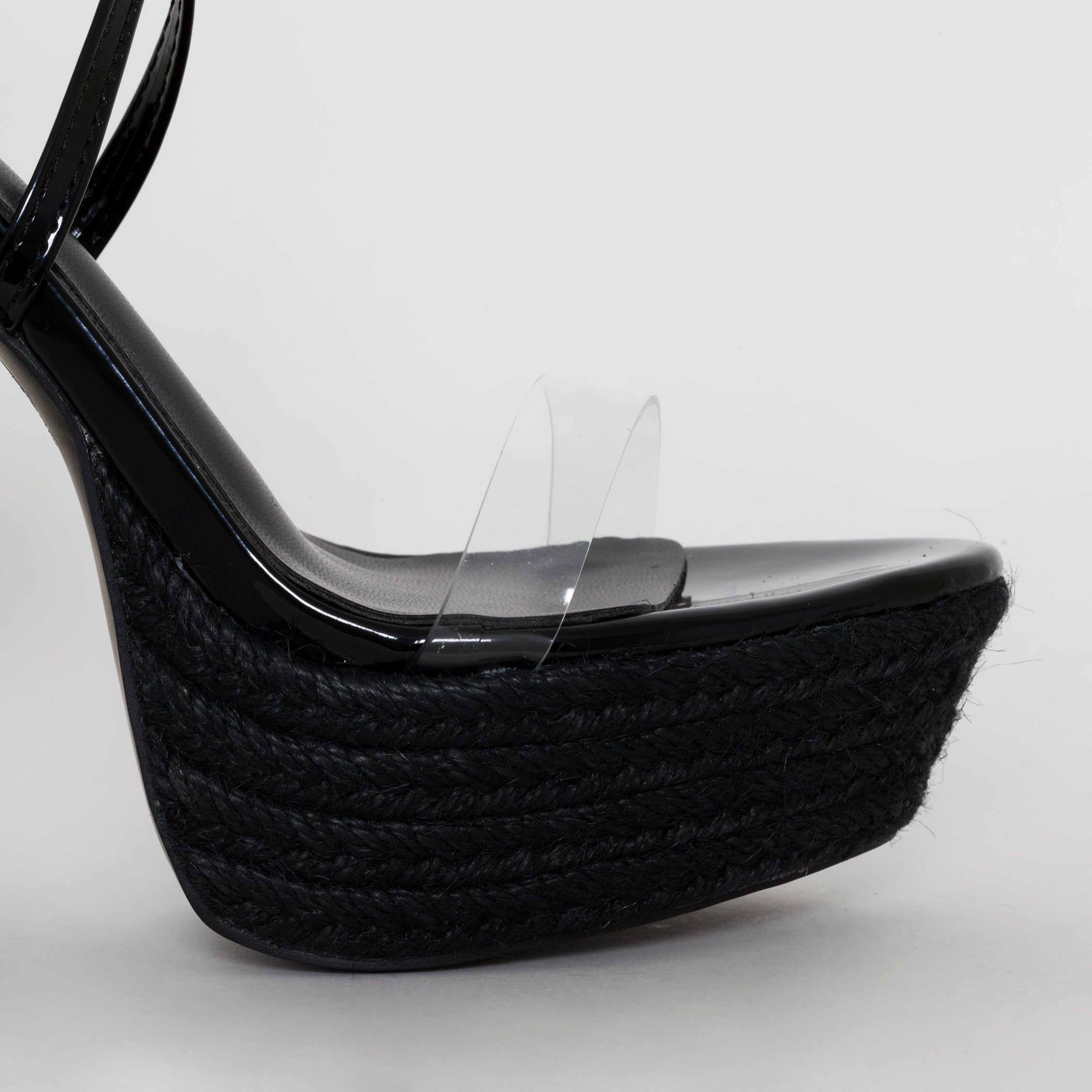 Akira Black Patent Lace Up Platform Heels