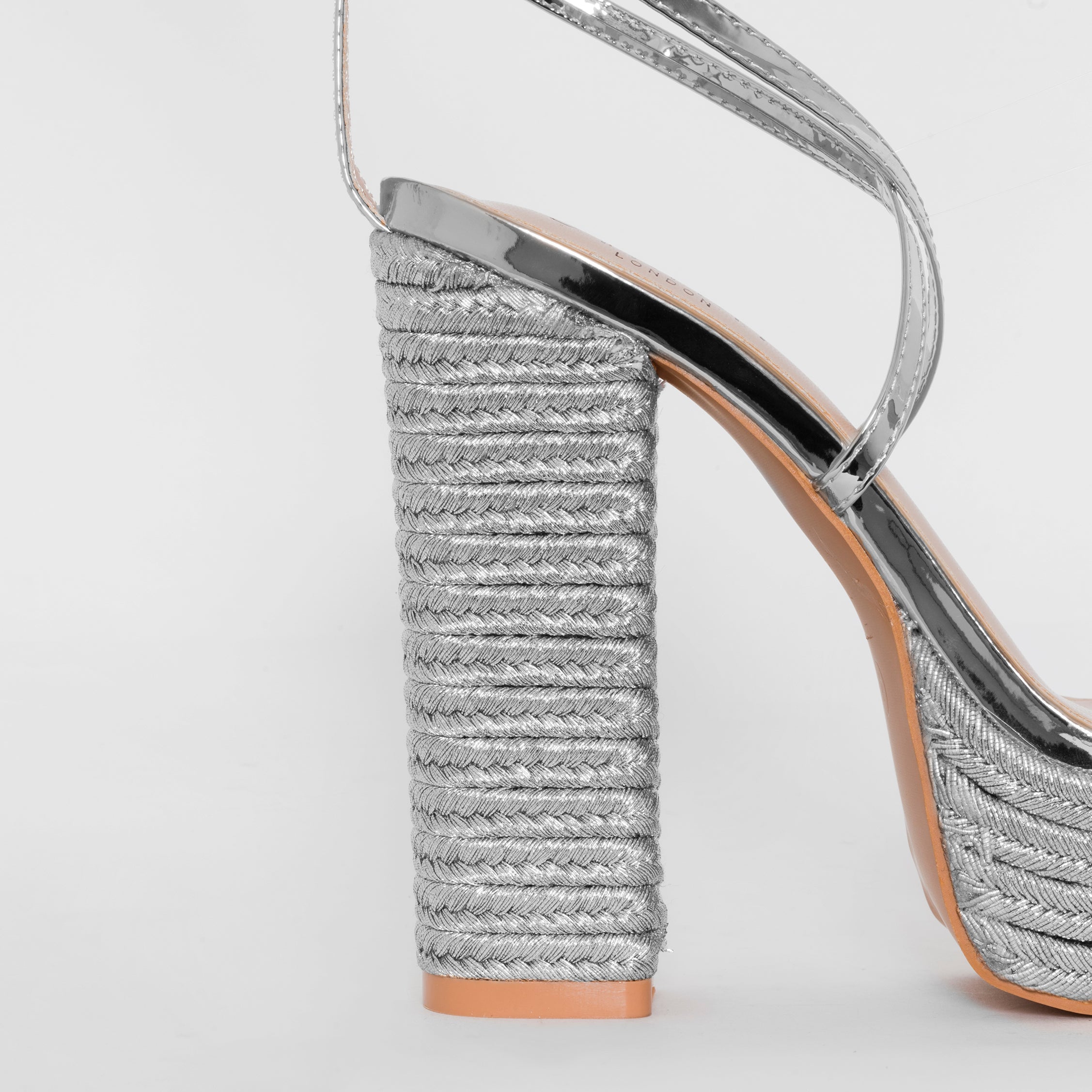 Akira Silver Patent Lace Up Platform Heels