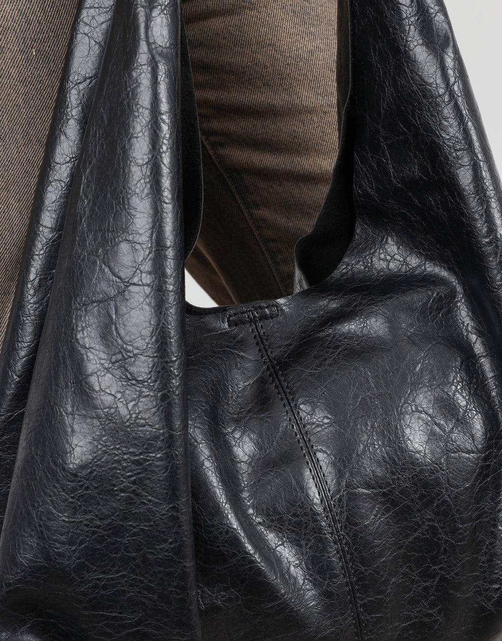 Abina Black Soft Hobo Shoulder Bag