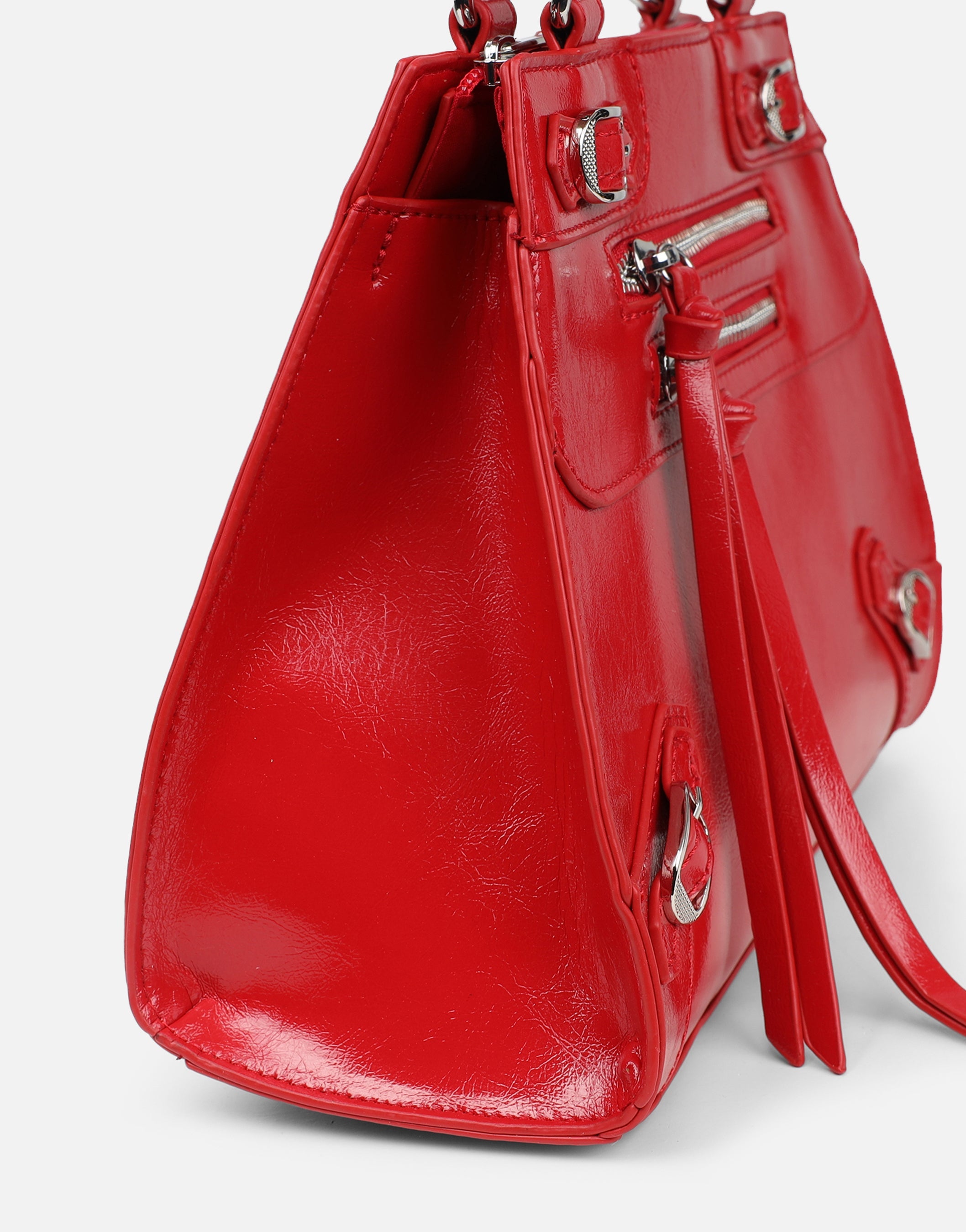 Adina Red Stud Detail Handbag