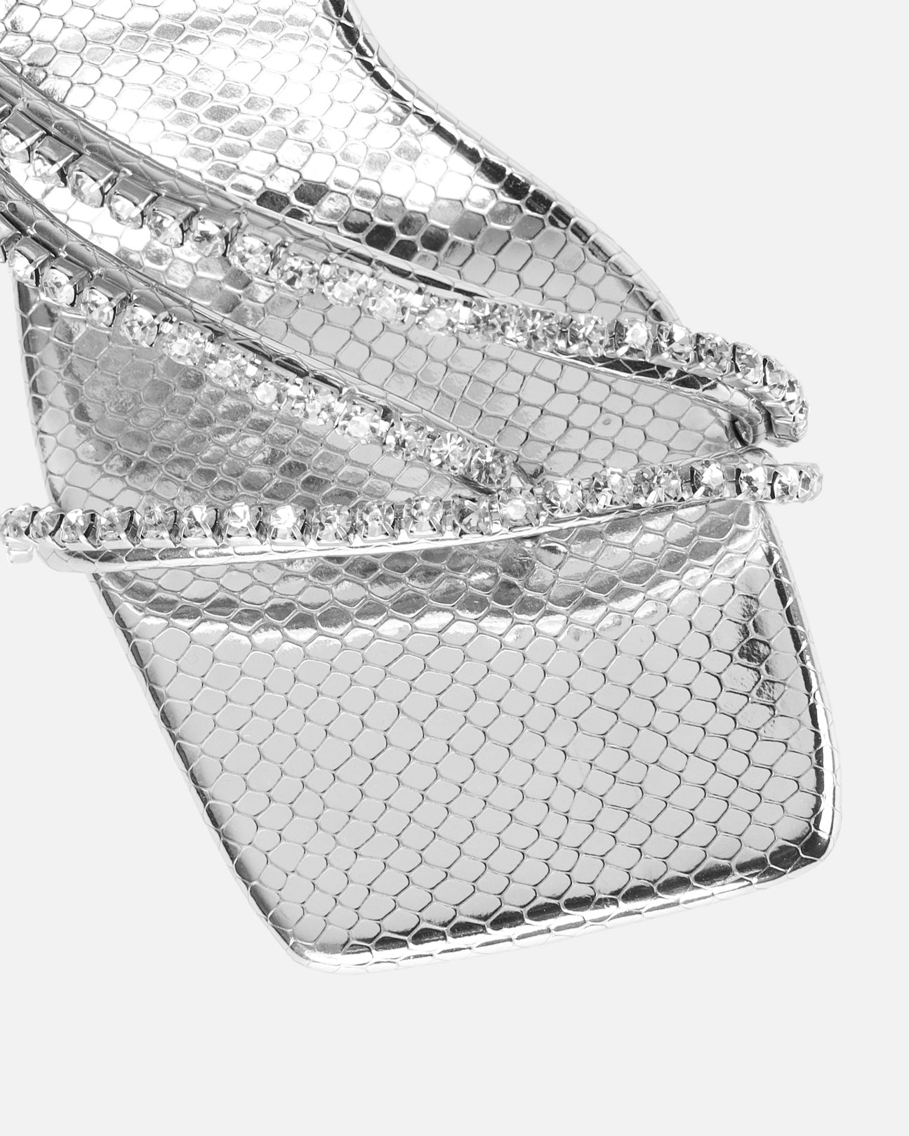 Freesia Silver Faux Snake Print Spiral Mid Heels