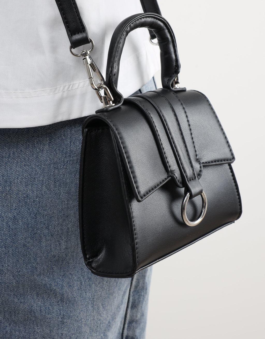 Amarilla Black Top Handle Mini Bag