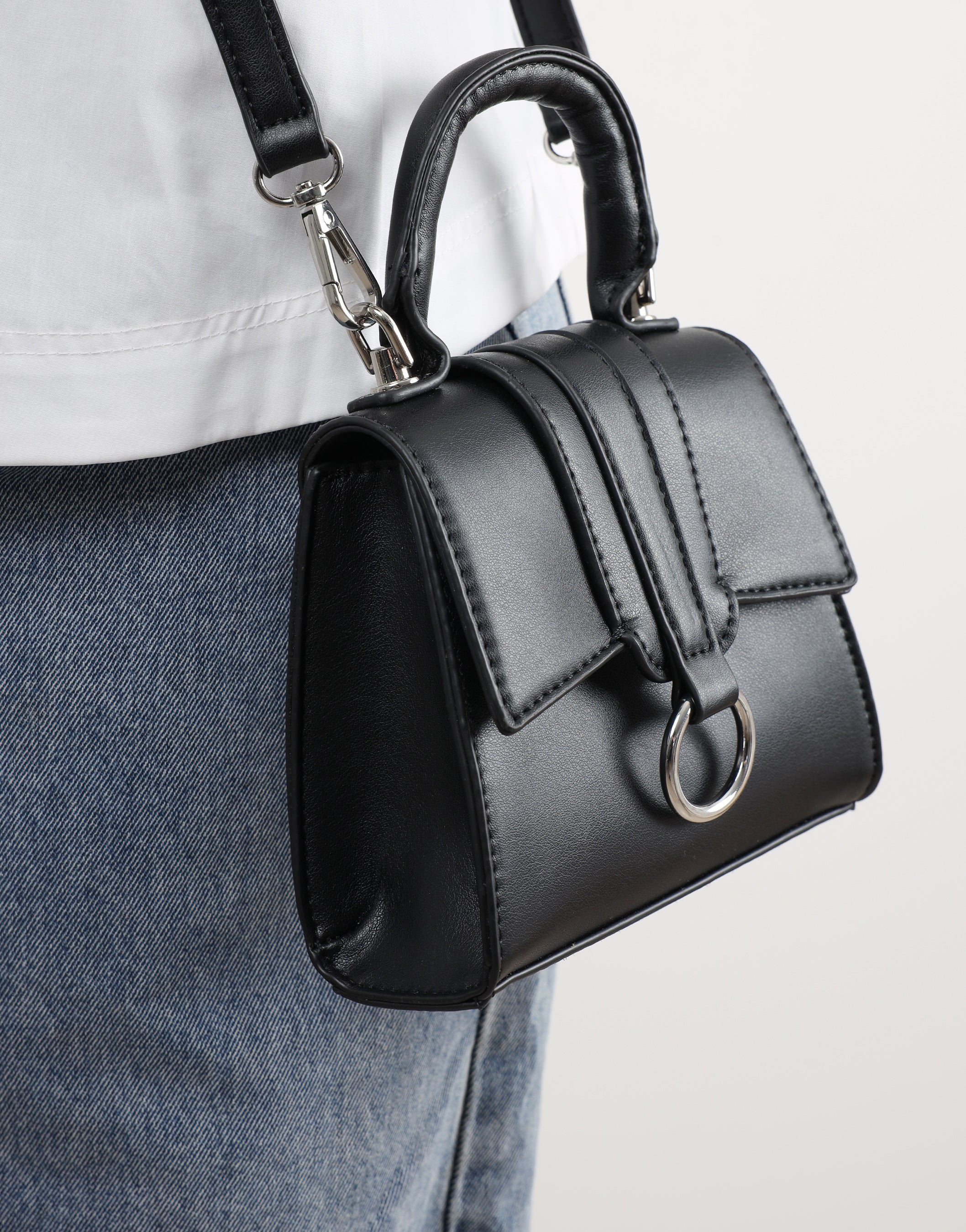 Amarilla Black Top Handle Mini Bag