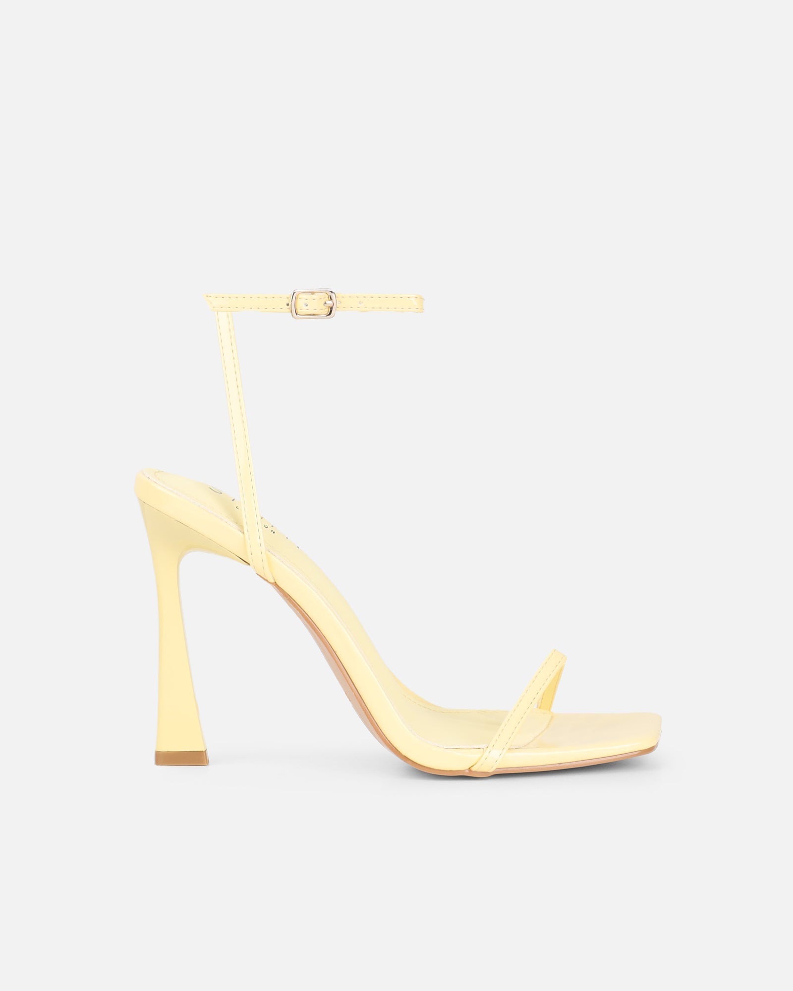 Apple Butter Yellow Patent Flared Heeled Sandals
