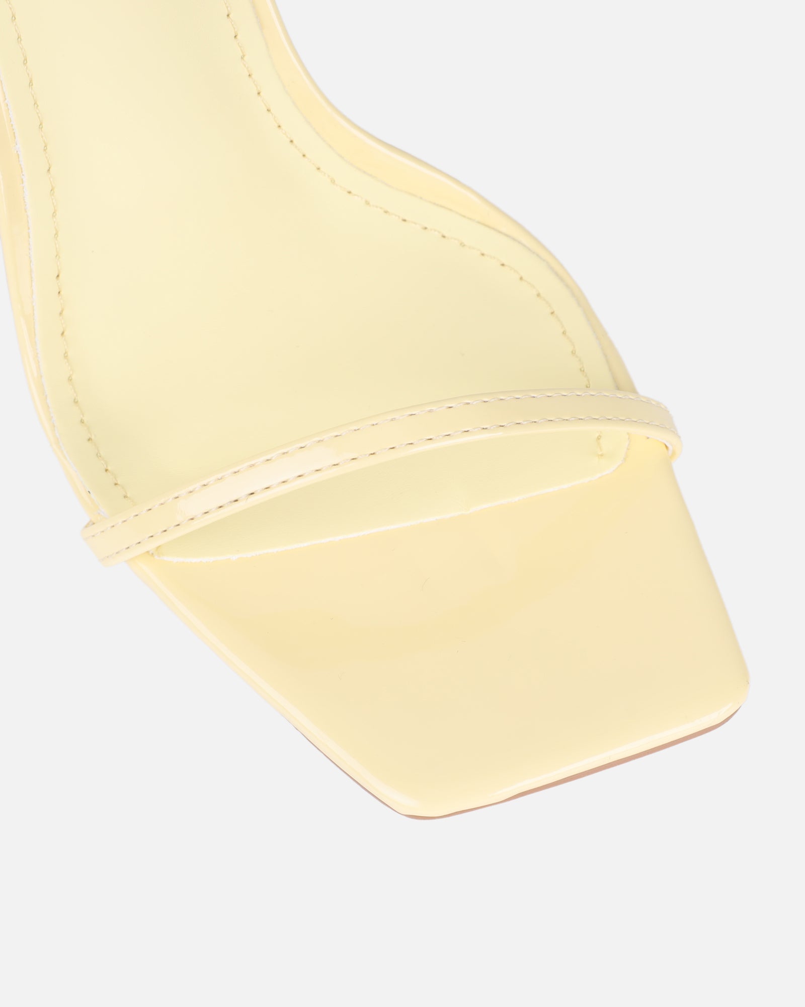 Apple Butter Yellow Patent Flared Heeled Sandals