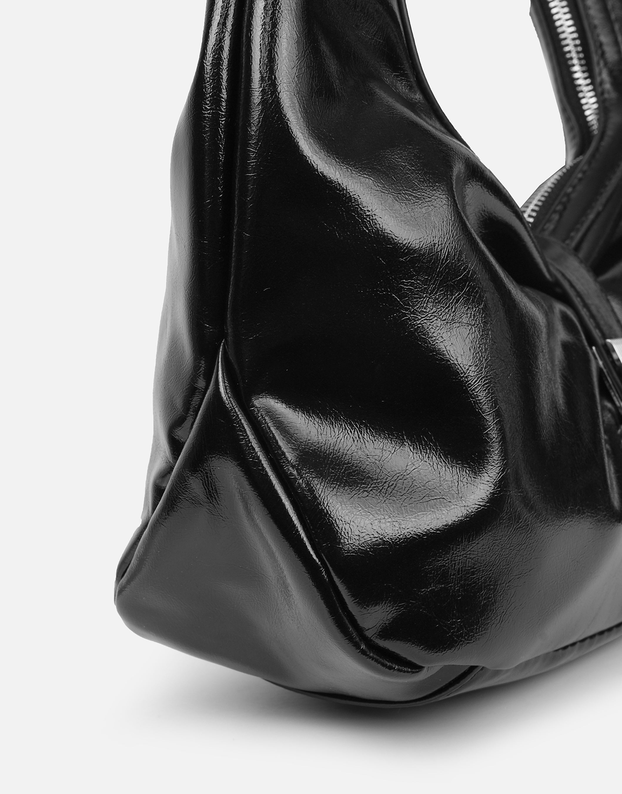 Asher Black Buckle Detail Shoulder Bag