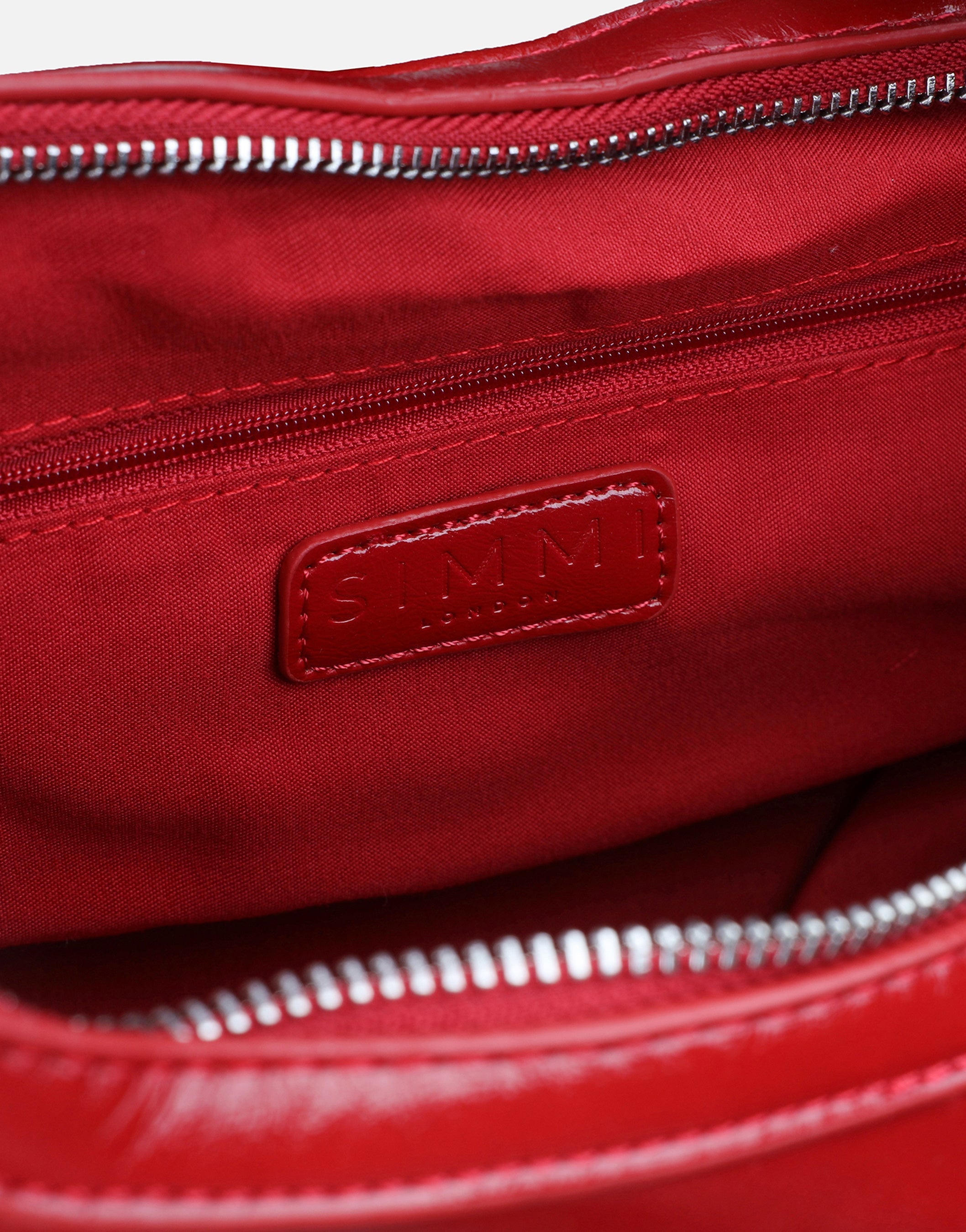 Asher Red Buckle Detail Shoulder Bag
