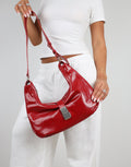 Asher Red Buckle Detail Shoulder Bag