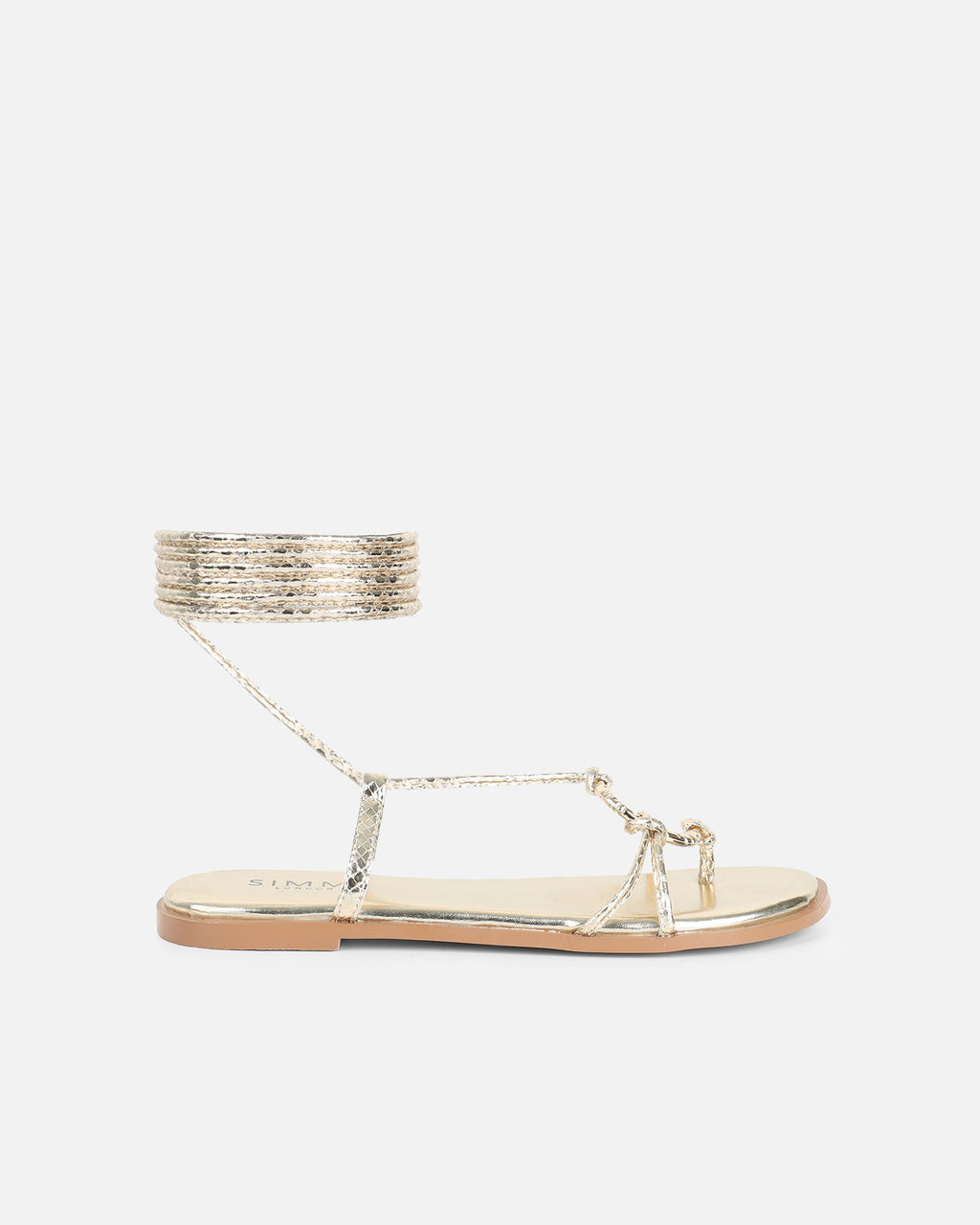 Bari Gold Mirror Tie Up Gold Detail Sandals