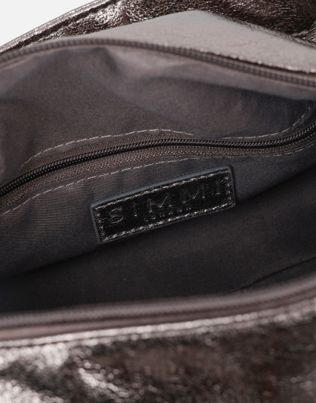 Ceyda Pewter Metallic Barrel Utility Shoulder Bag