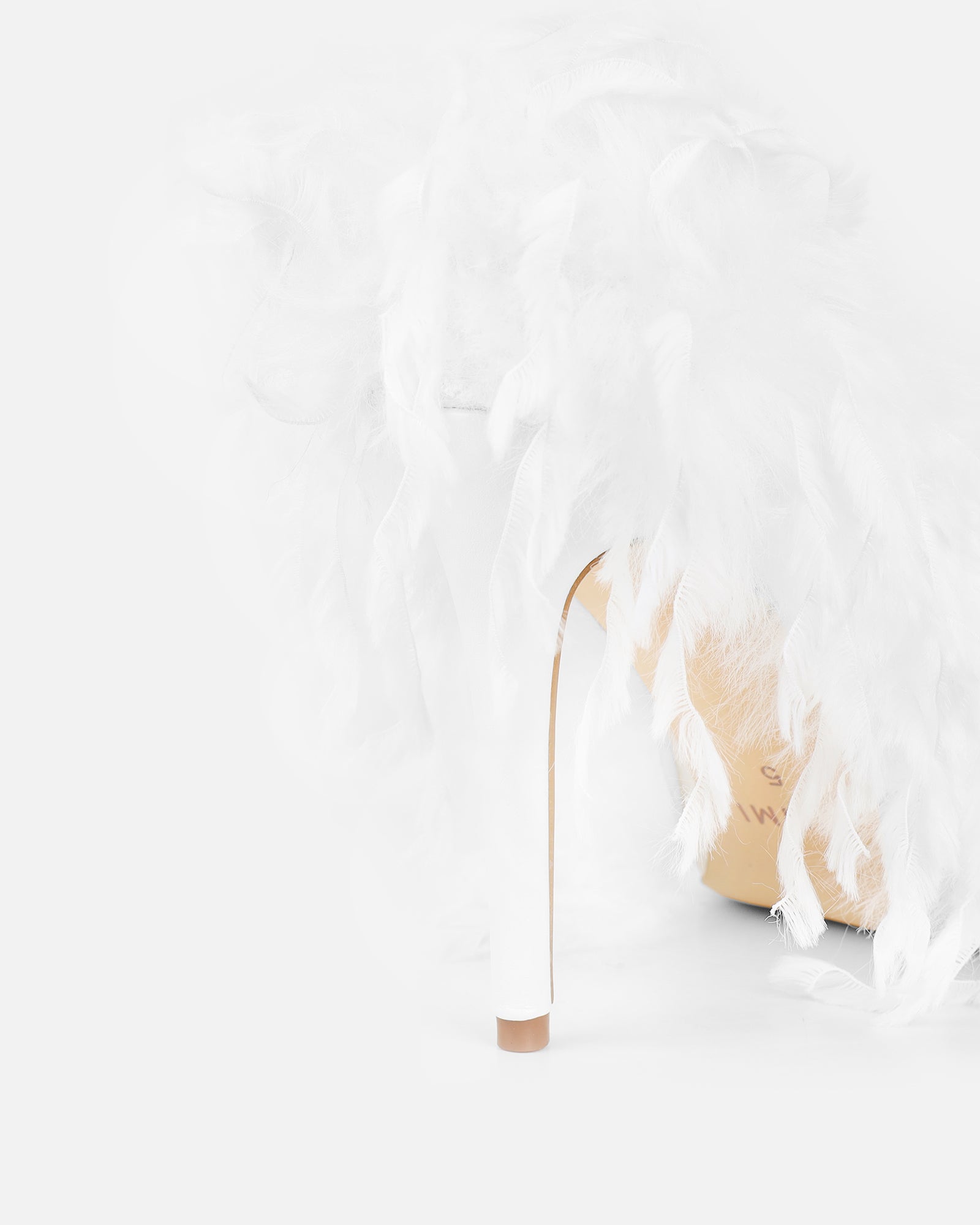 Charlee White Faux Feathered Court Shoes