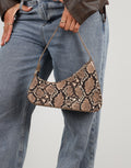 Cinzia Beige Snake Effect Shoulder Bag