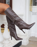 Miguel Brown Knee High Heeled Boots