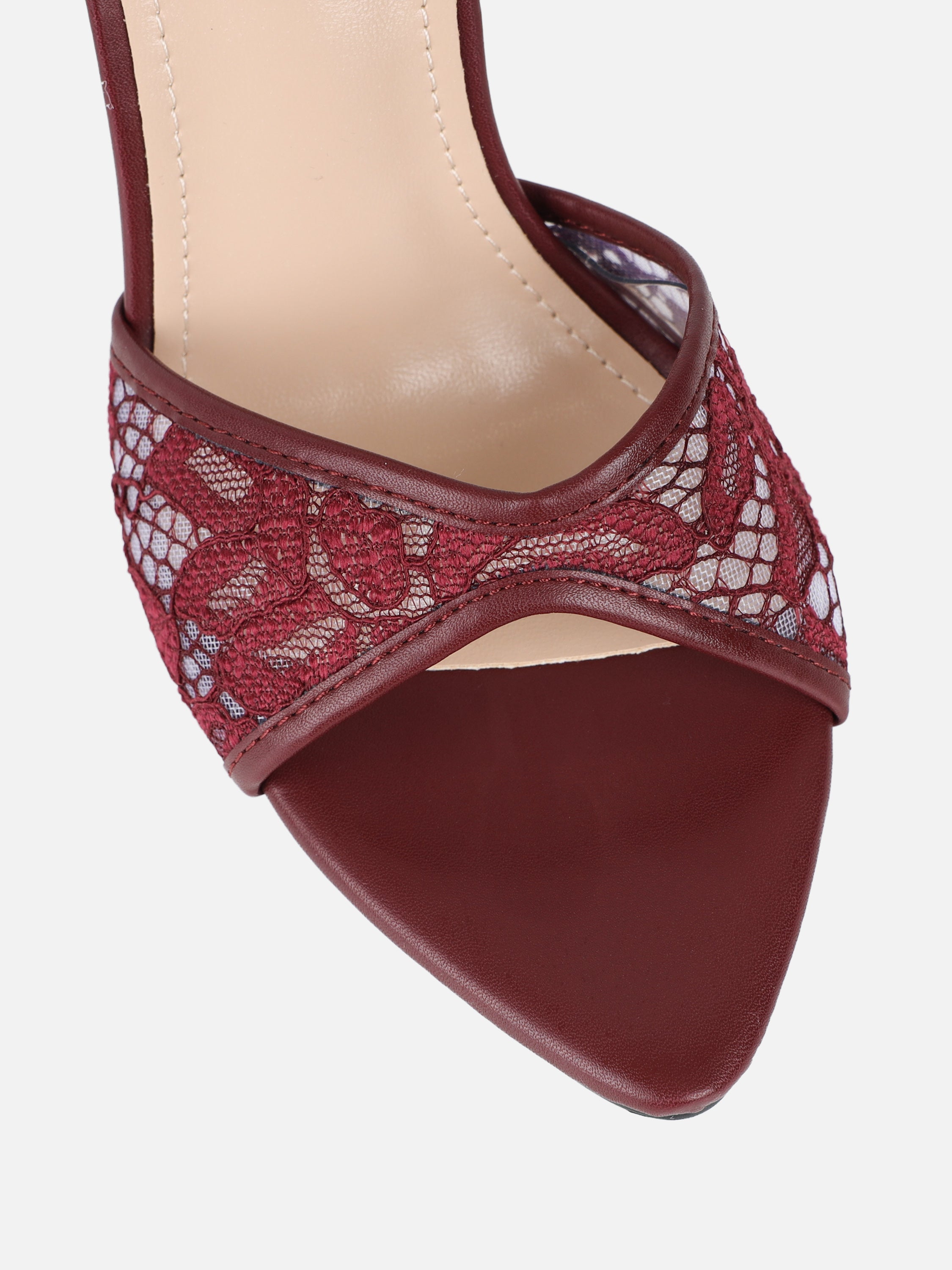 Eavie Burgundy Lace Heeled Sandals