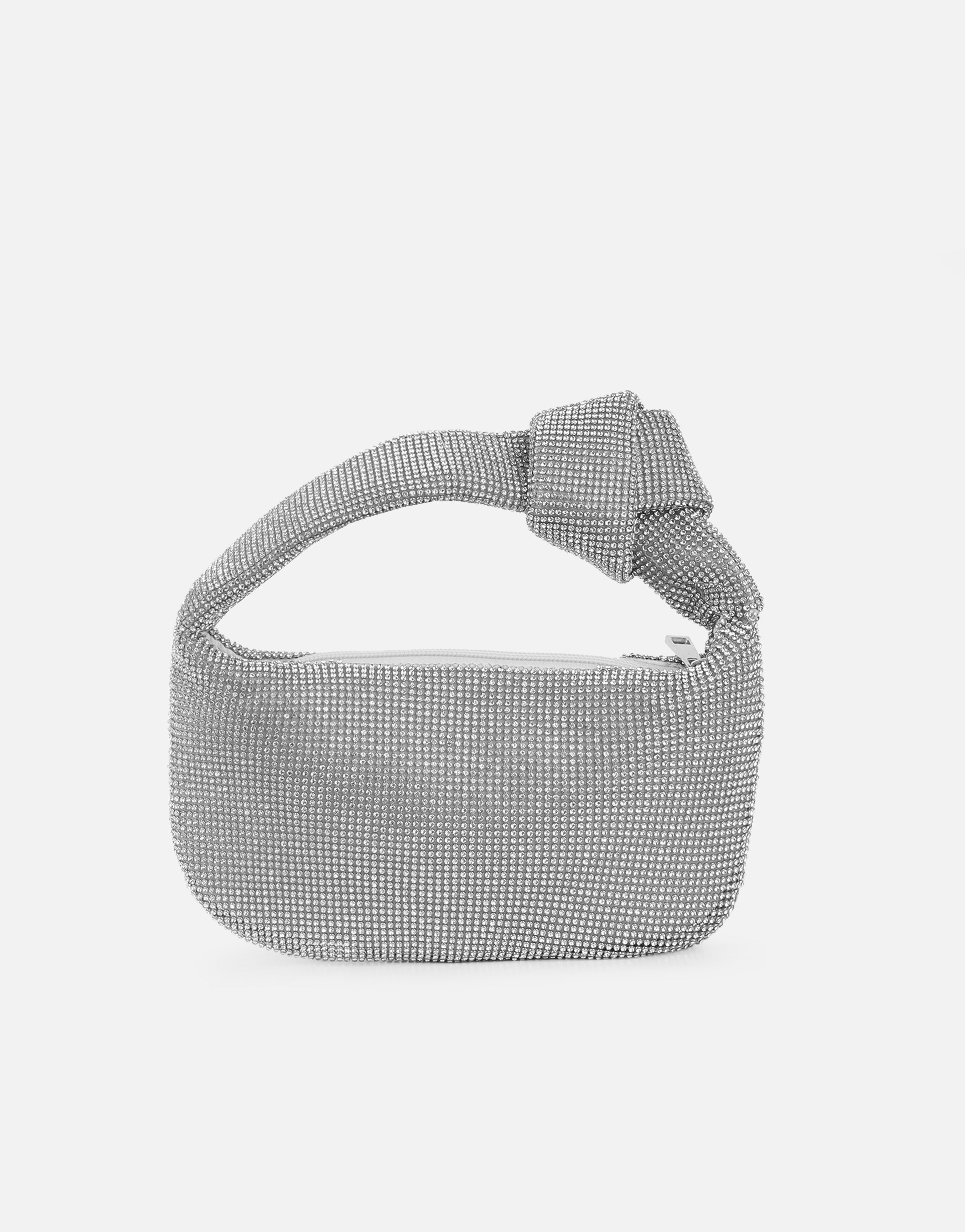 Erin Silver Diamante Knot Detail Handbag