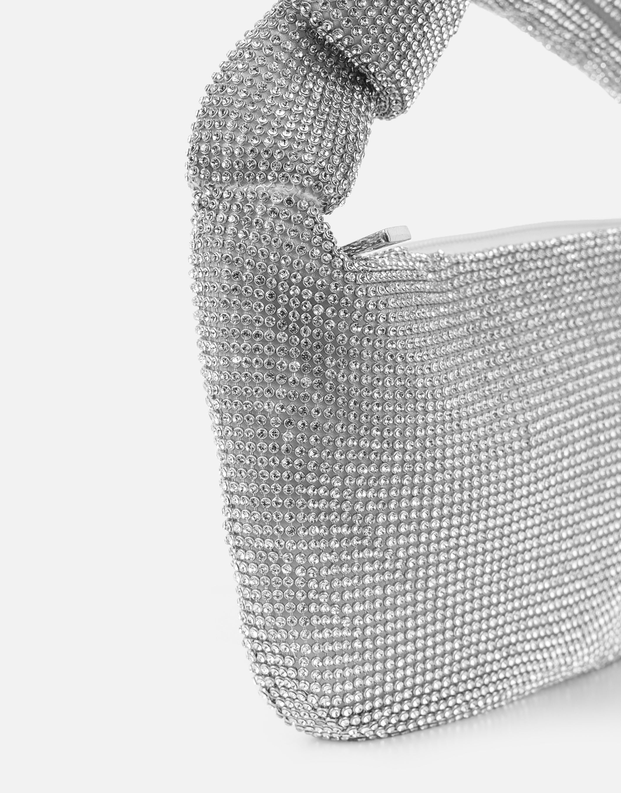 Erin Silver Diamante Knot Detail Handbag