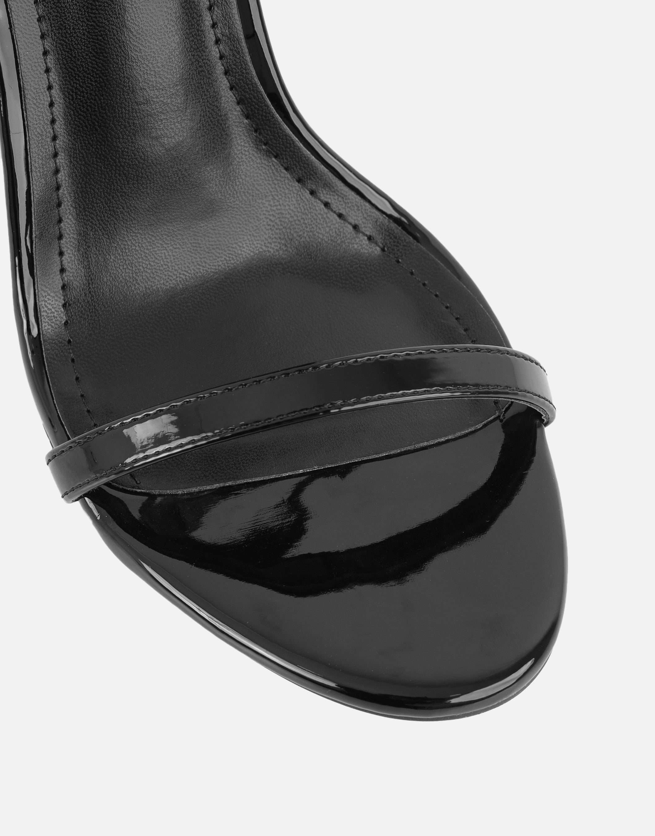 Gabby Black Patent Barely There Heeled Sandals