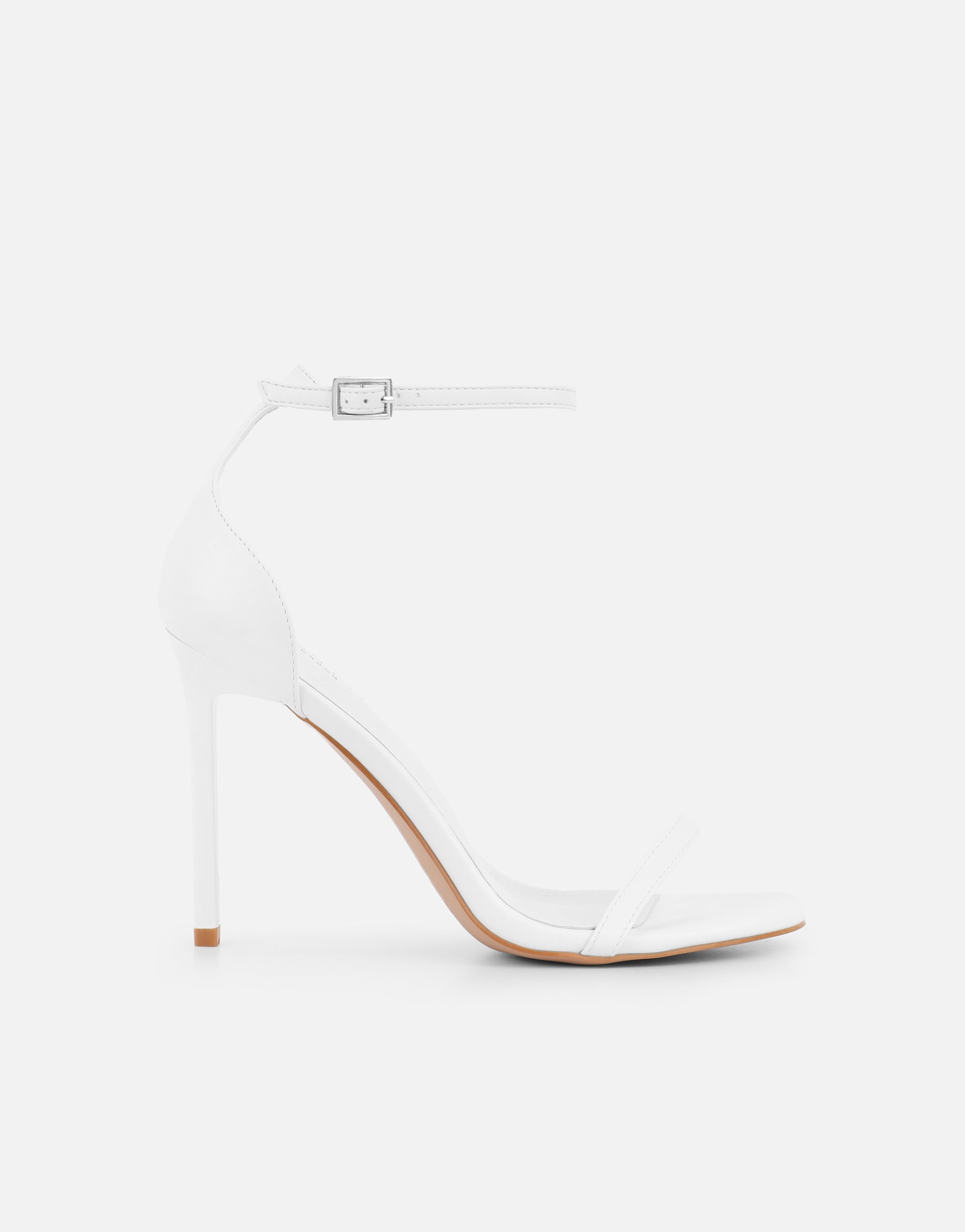Gabby White Barely There Heeled Sandals