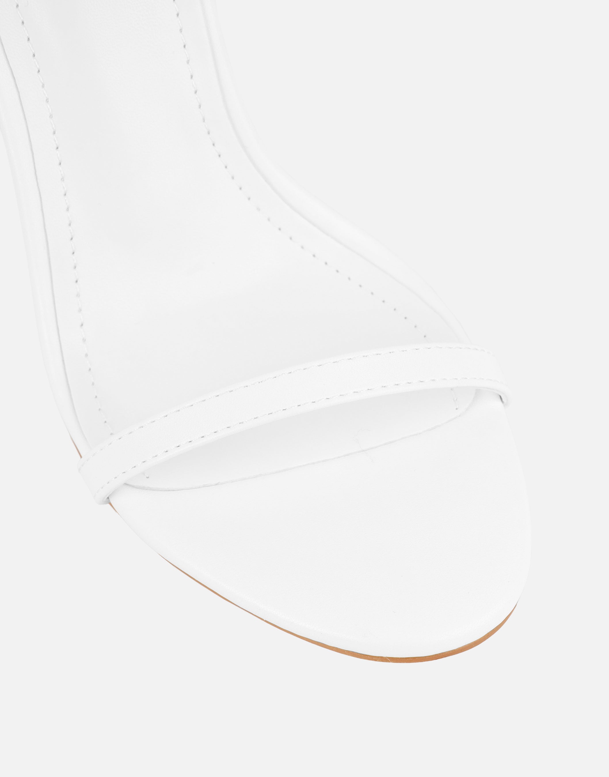 Gabby White Barely There Heeled Sandals