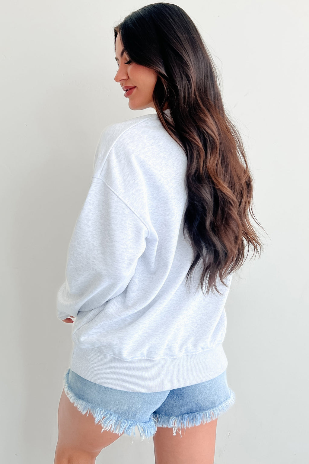 "USA" Floral Embroidered Sweatshirt (Light Grey)