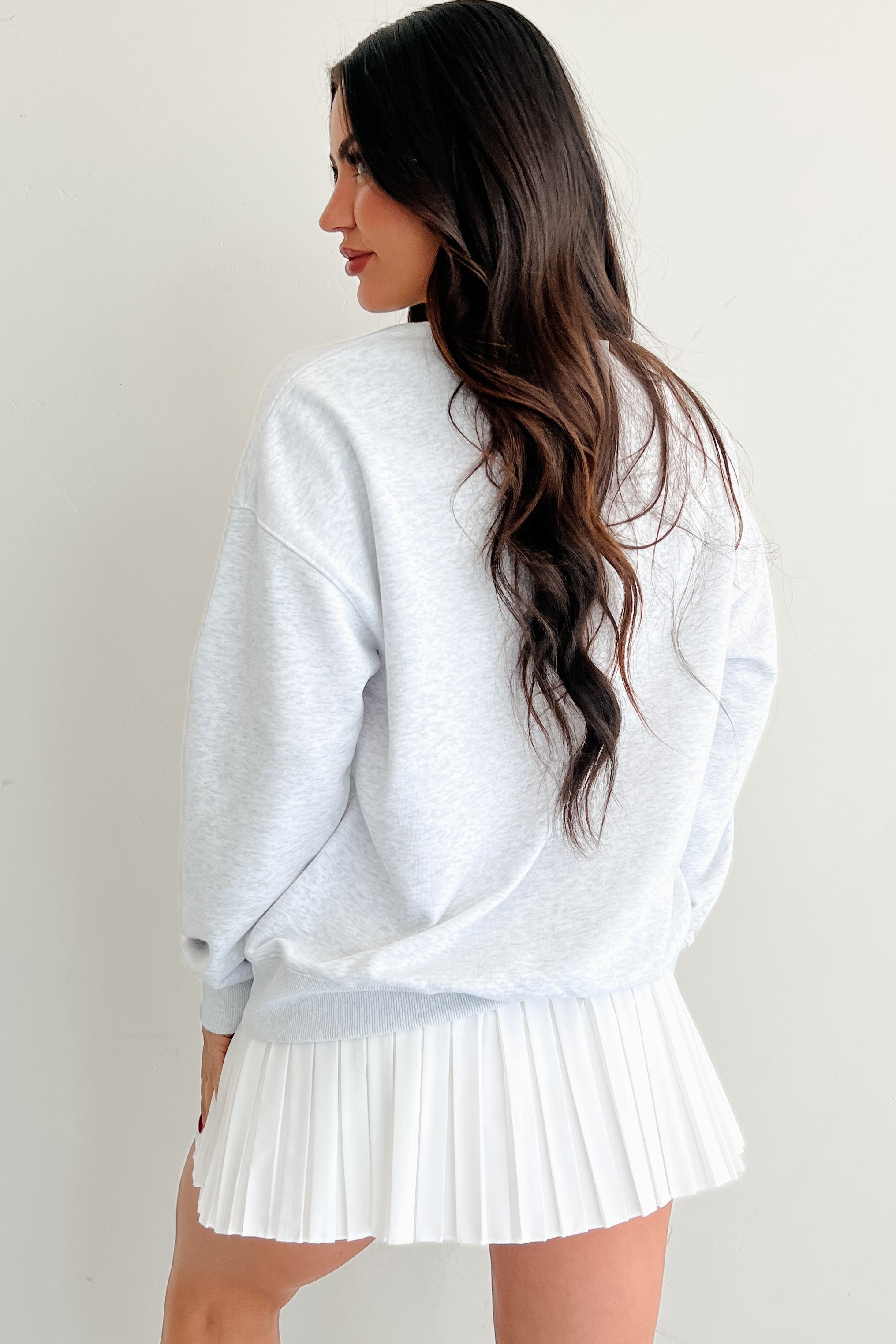 "USA" Floral Embroidered Sweatshirt (Light Grey)