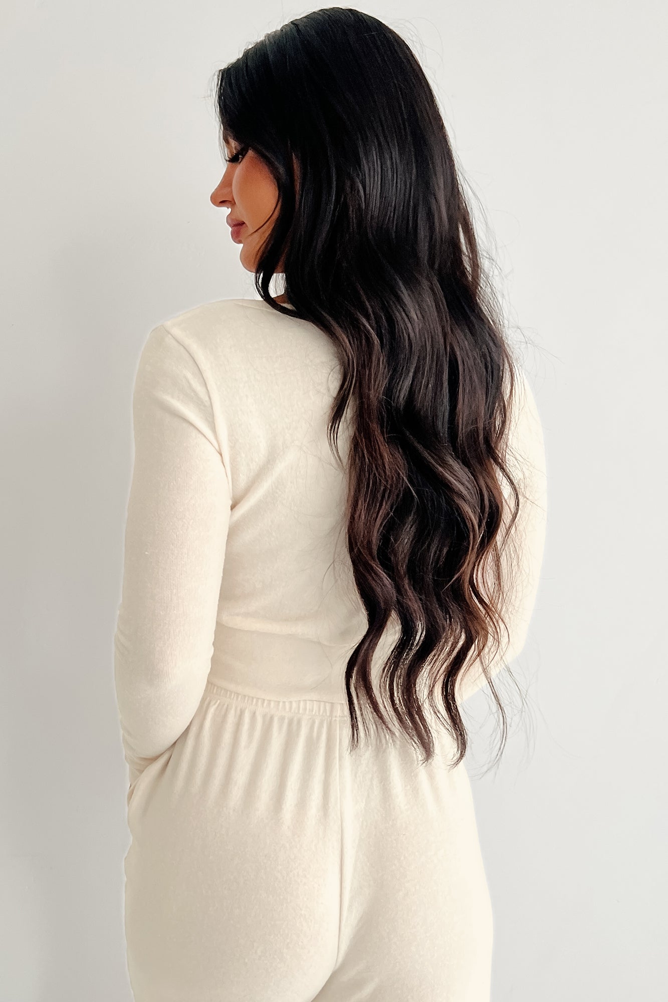 All Your Love Button Detail Long Sleeve Top (Cream)