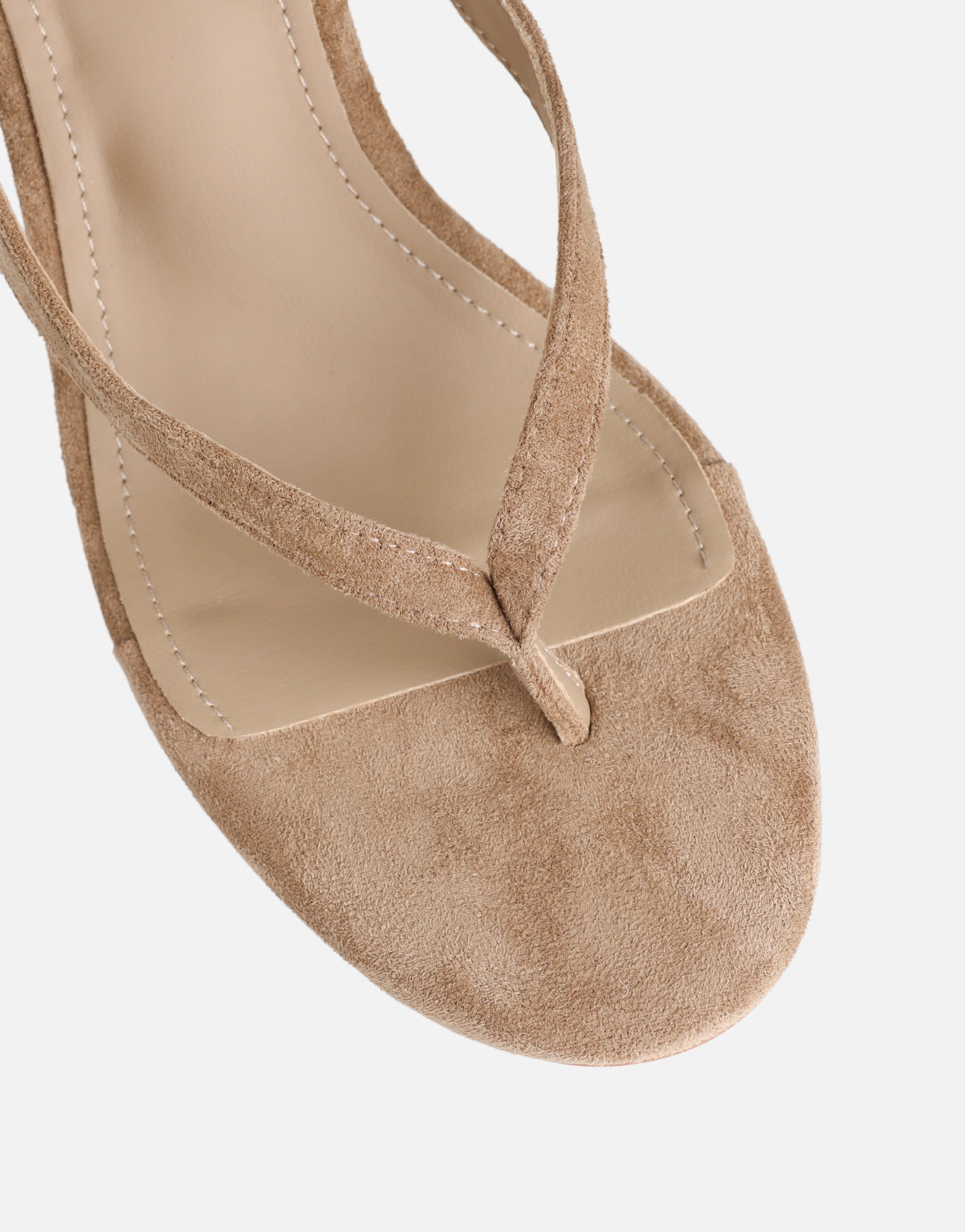 Immy Dark Beige Suede Toe Thong Wedge Sandals