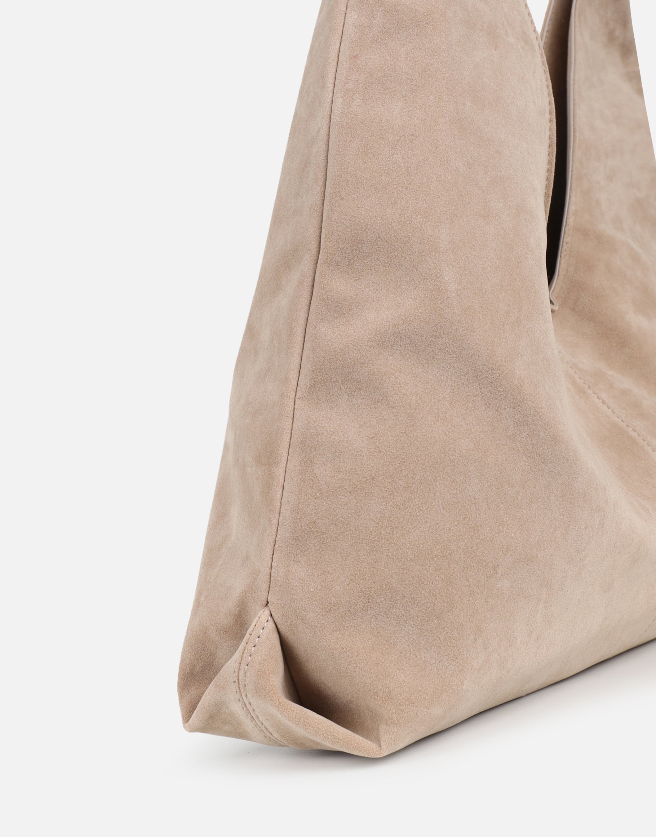 Isla Large Beige Faux Suede Shoulder Bag