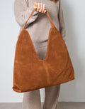 Isla Large Tan Faux Suede Shoulder Bag