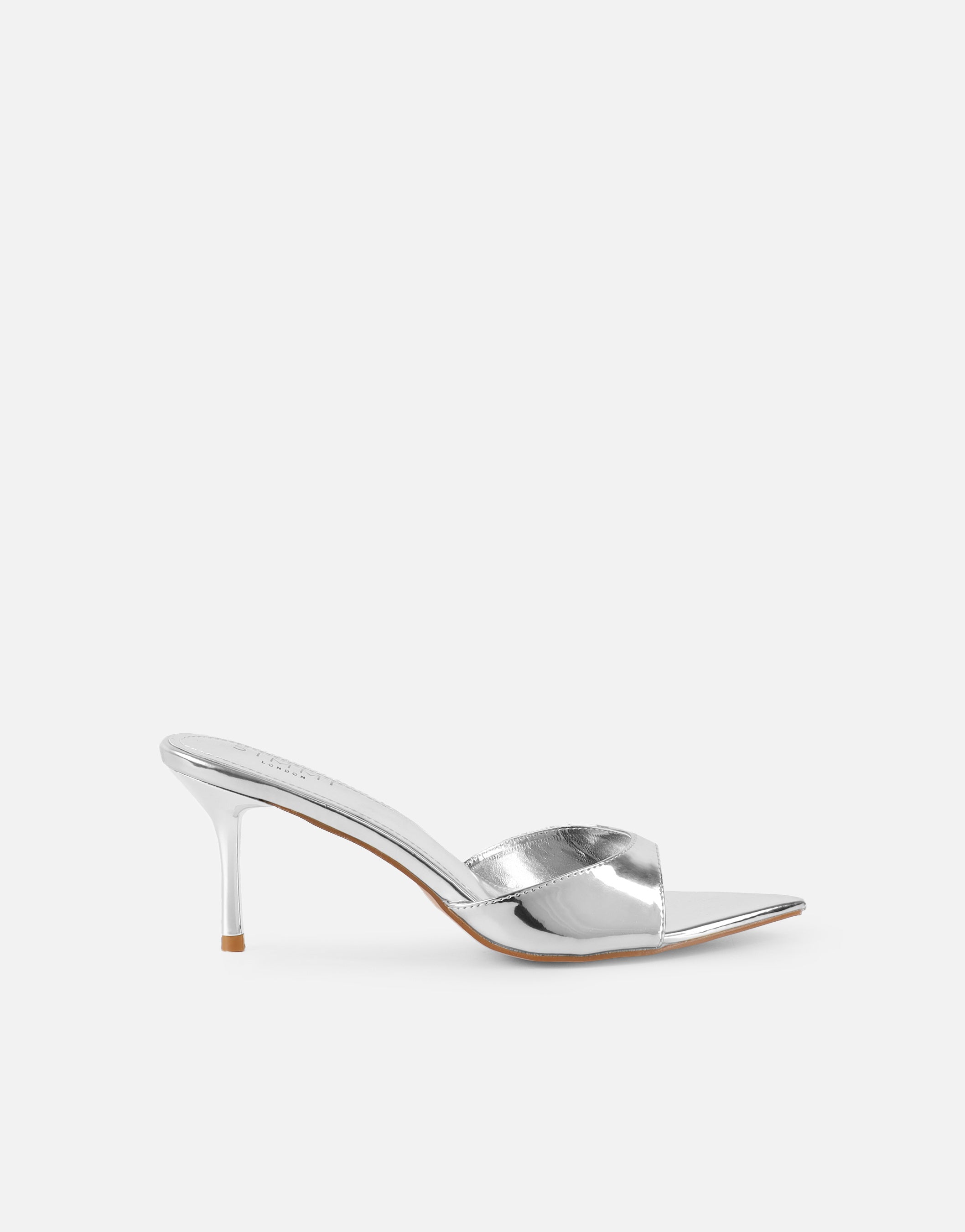 Jerez Silver Mirror Peep Toe Heeled Sandals
