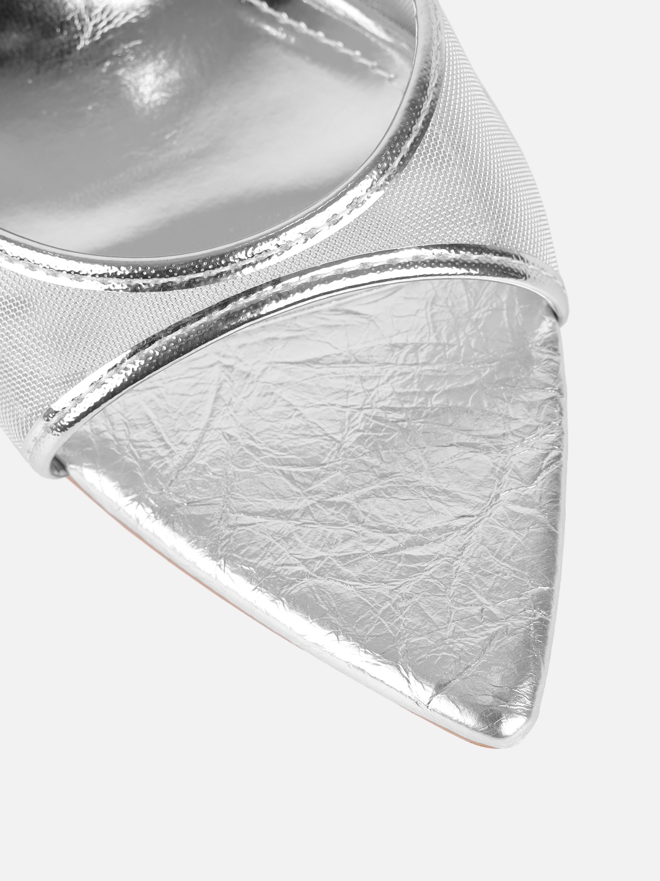 Lauri Silver Mesh Peep Toe Heeled Sandals