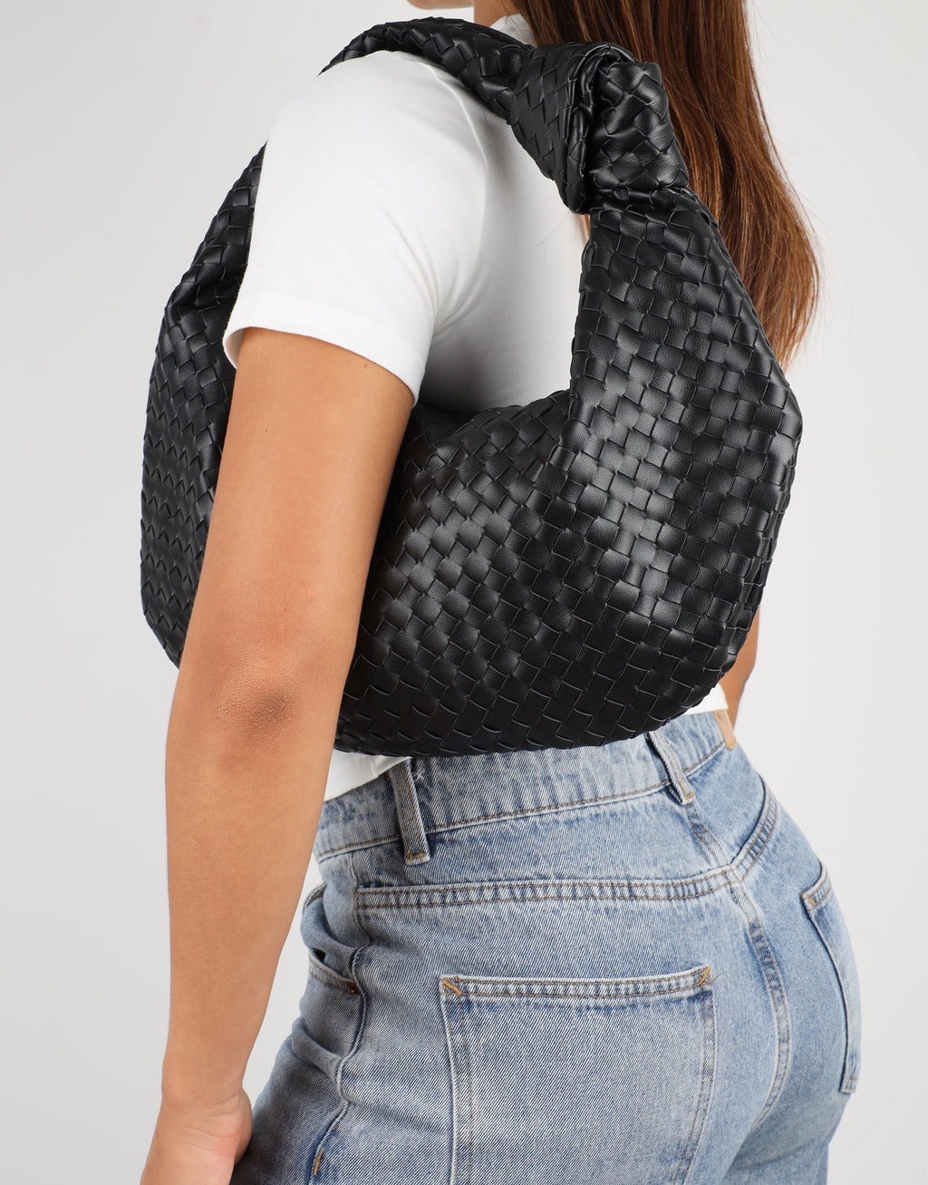 Justine Woven Black Bag