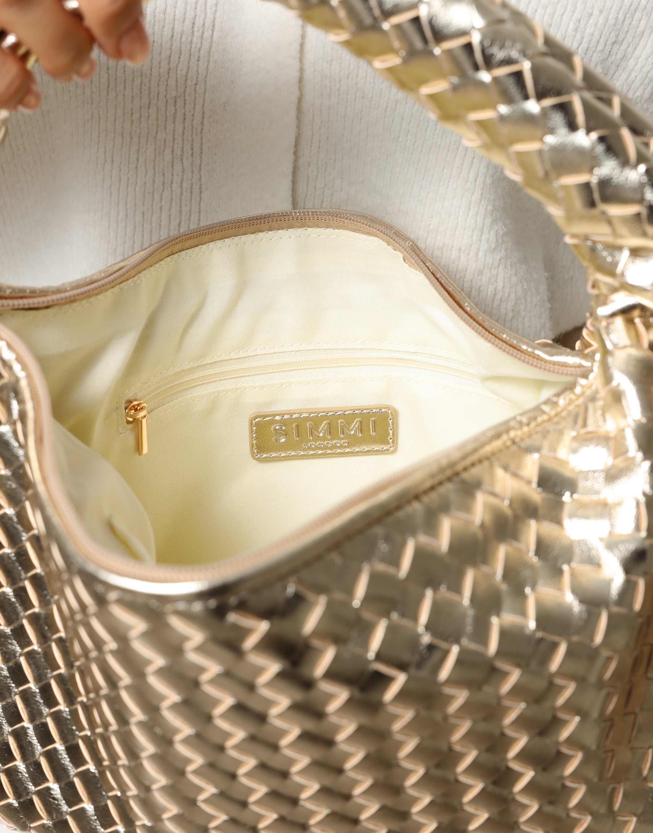 Justine Woven Gold Bag