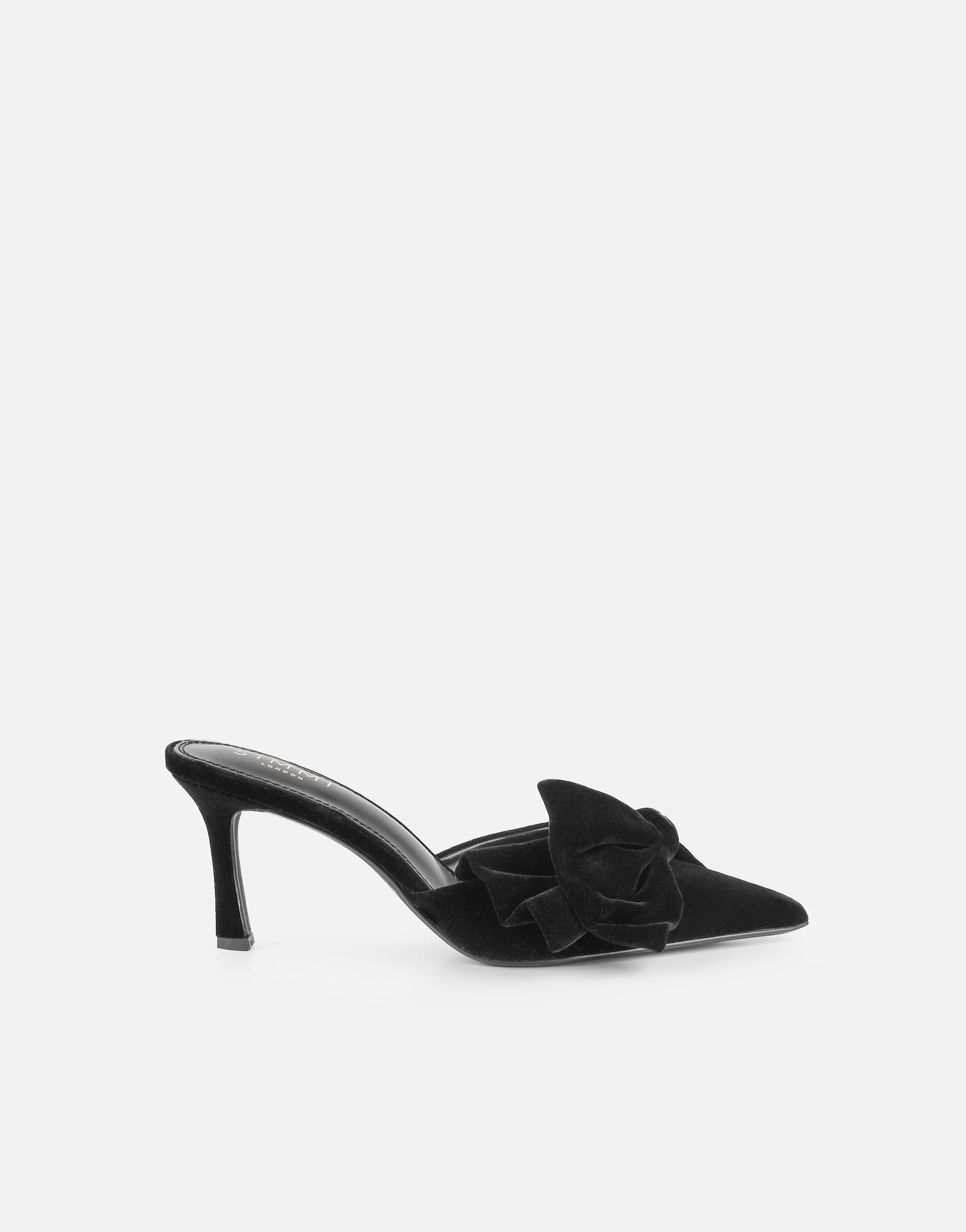 Ella Black Velvet Bow Mules
