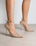 Manni Gold Mesh Diamante Heels