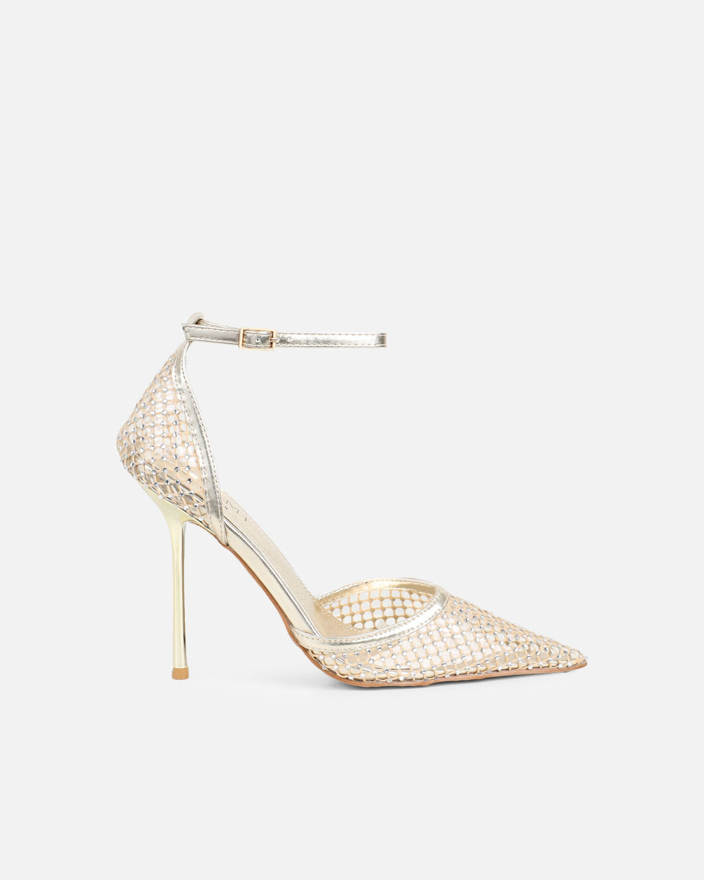Manni Gold Mesh Diamante Heels