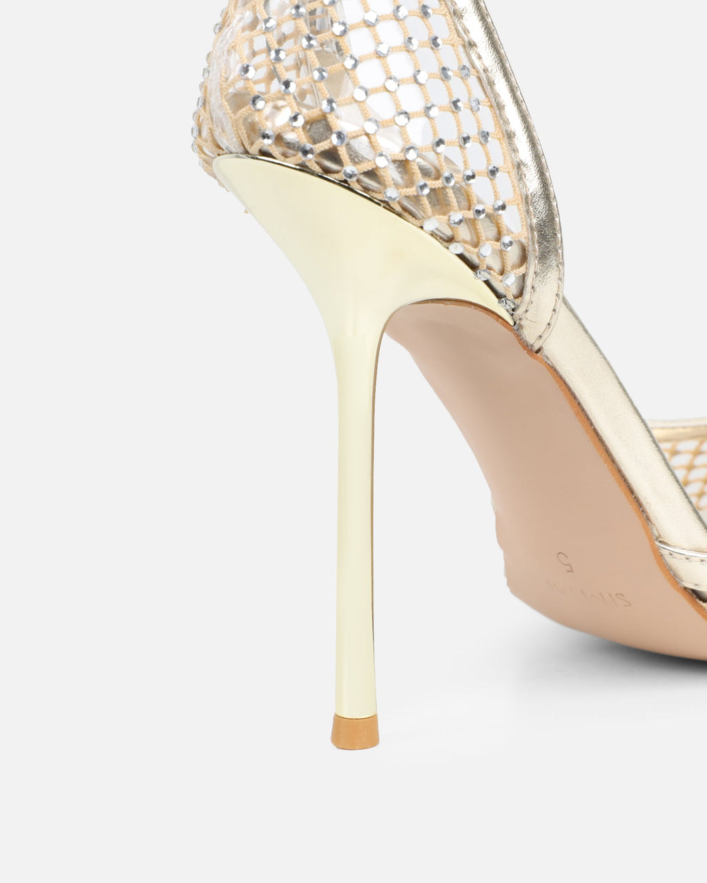 Manni Gold Mesh Diamante Heels