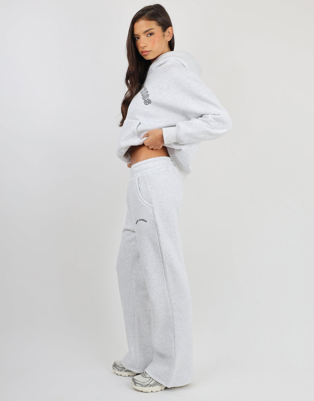 Colby Simmi Studios Varsity Flared Joggers in Pebble Grey