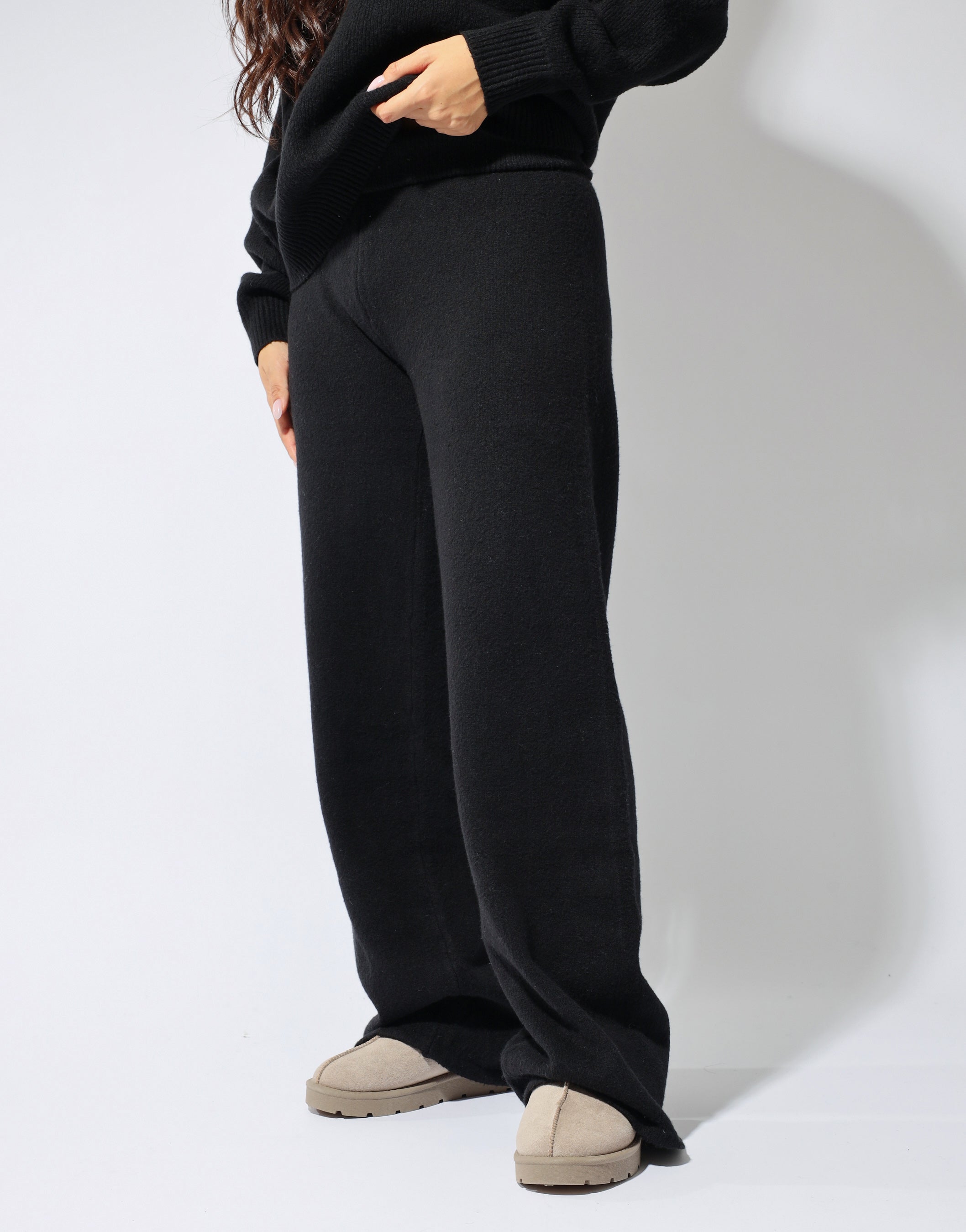 Eve simmi studios soft touch wide leg trousers in black