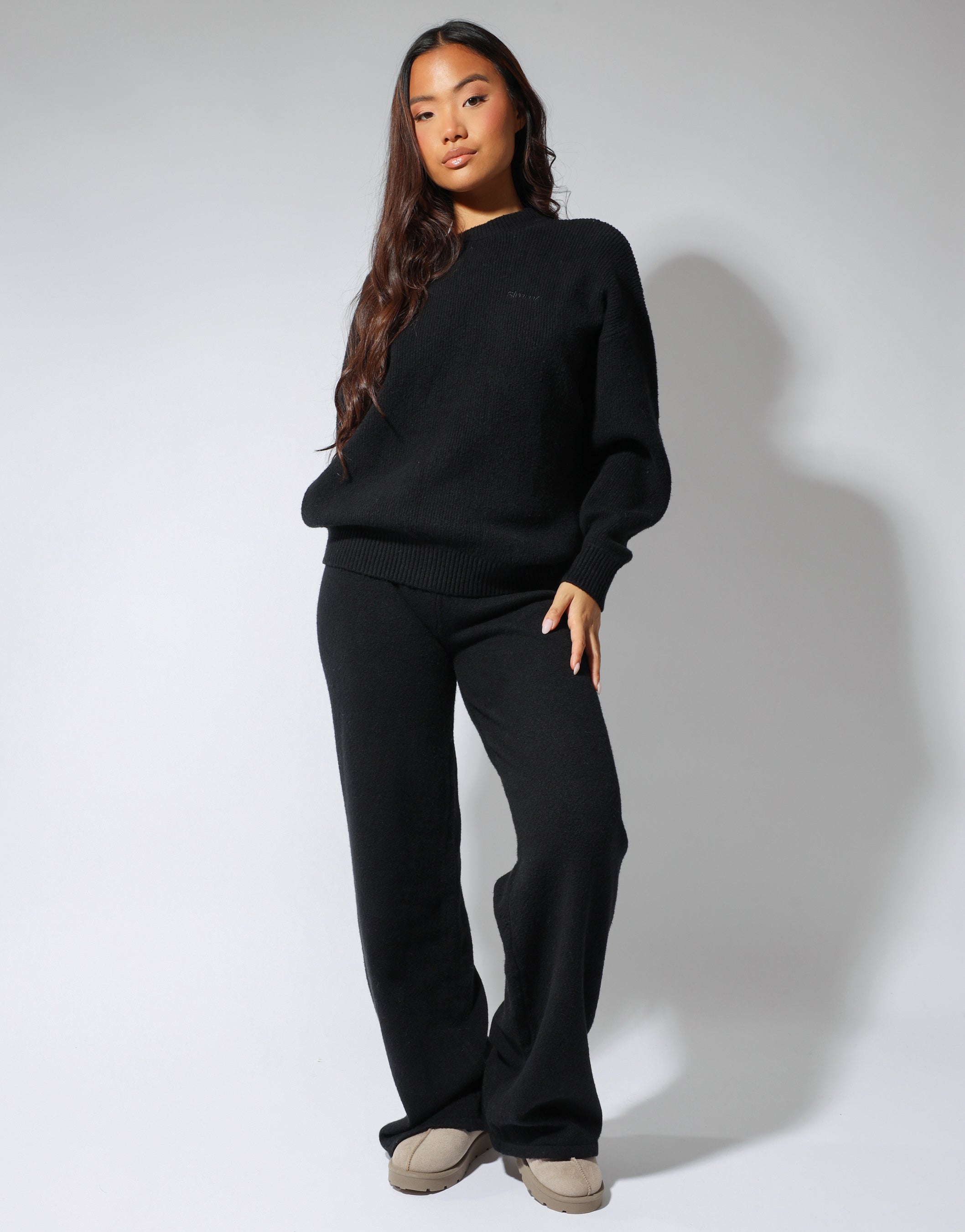 Eve simmi studios soft touch wide leg trousers in black