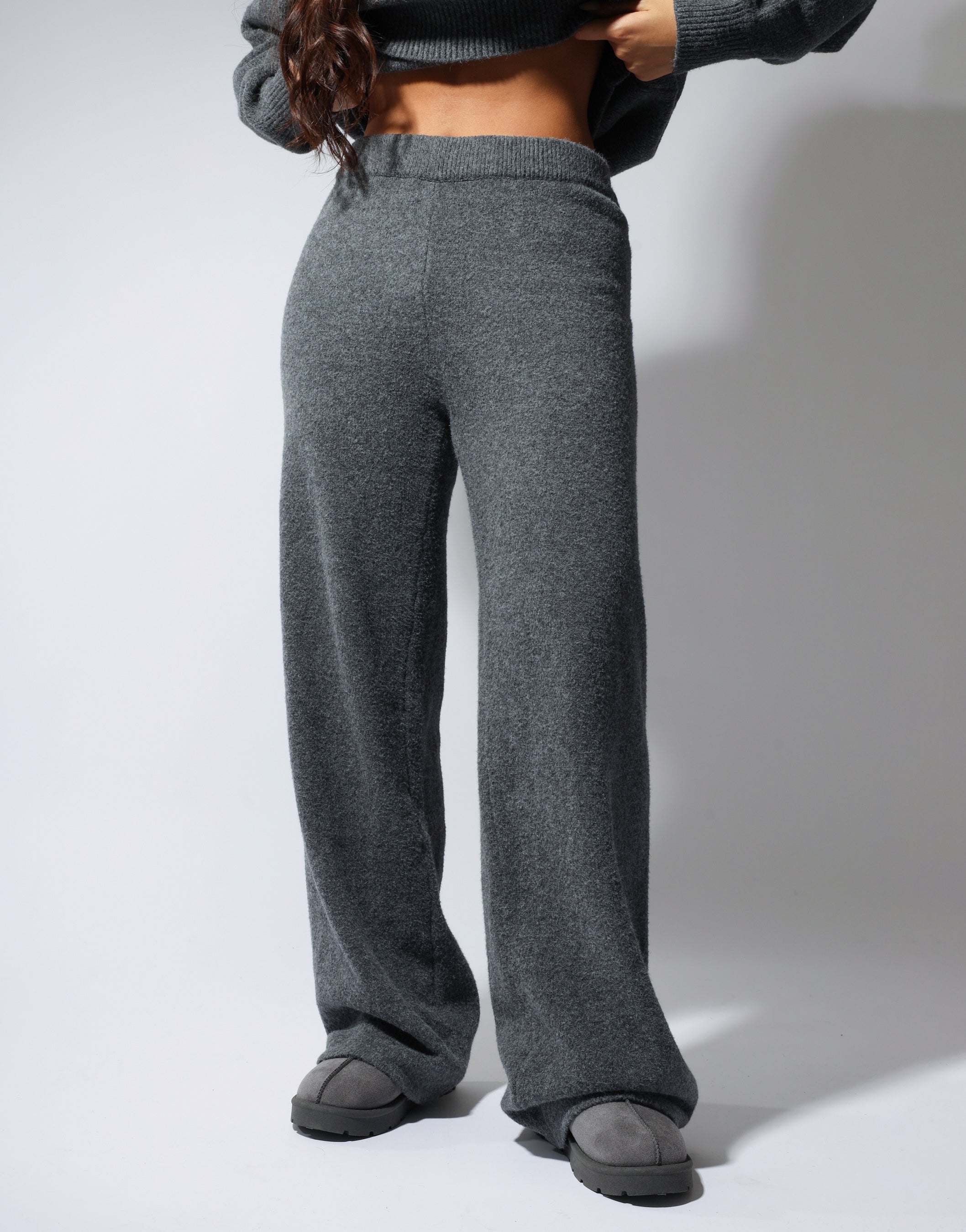 Eve Simmi studios soft touch wide leg trousers in dark grey
